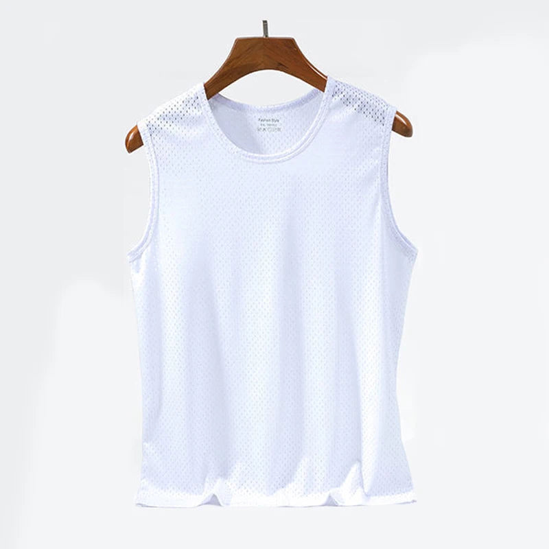 Chemises sans manches en maille transparente pour homme