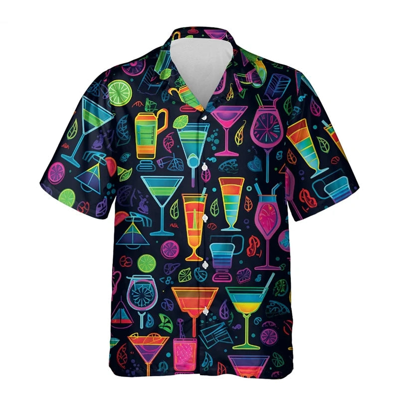 Chemise hawaïenne à manches courtes et boutons pour homme - Tenue d'été