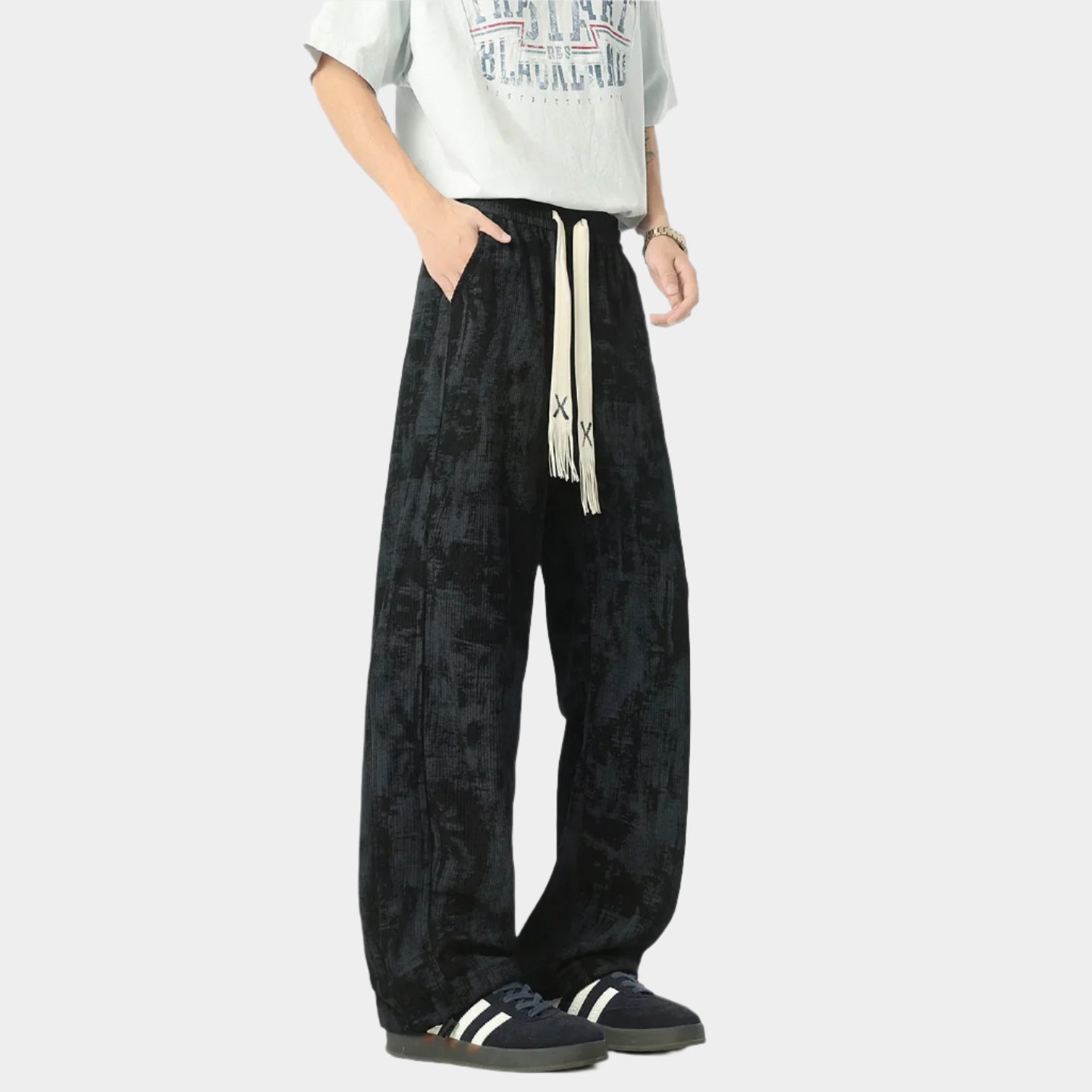 Pantalon chino décontracté coupe ample à jambe droite pour homme