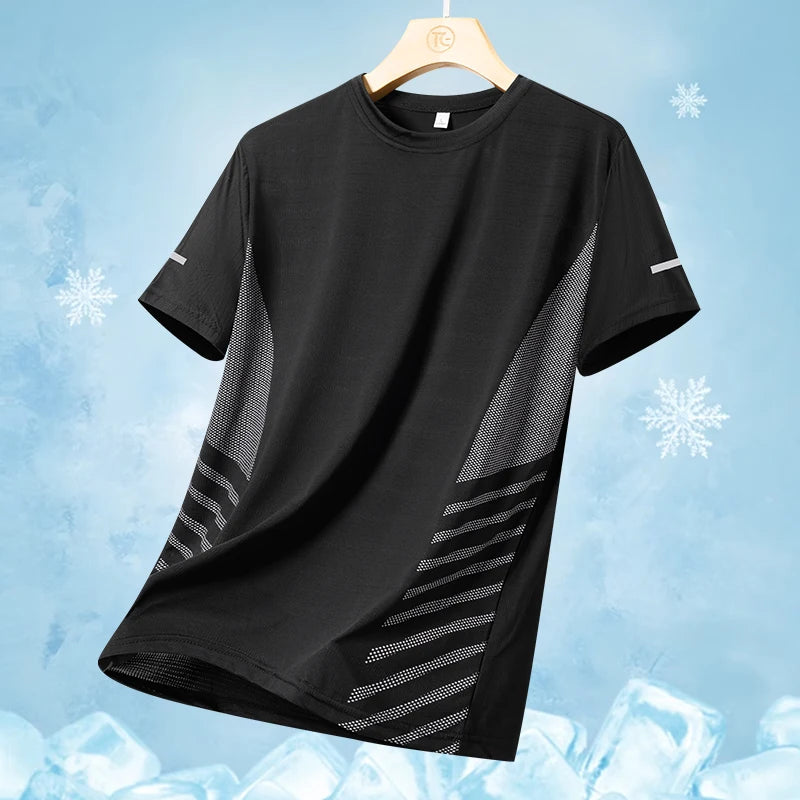 T-shirt de sport réfléchissant respirant en soie glacée à séchage rapide