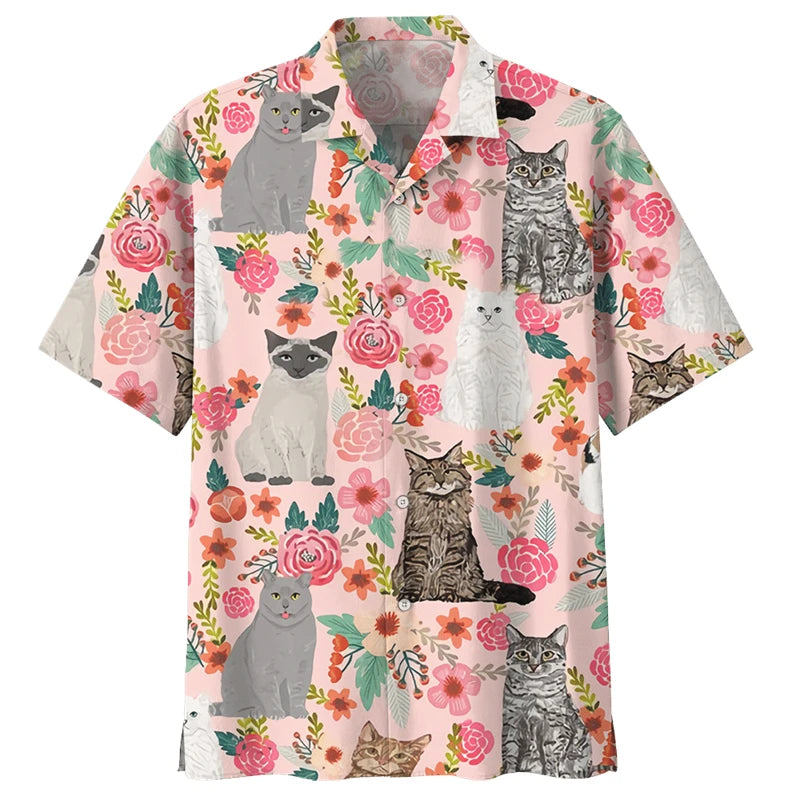 Chemise hawaïenne décontractée boutonnée pour homme avec imprimés 3D