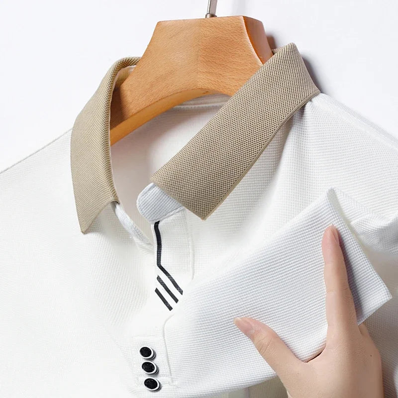 Polo décontracté à col montant – Manches courtes pour homme, été