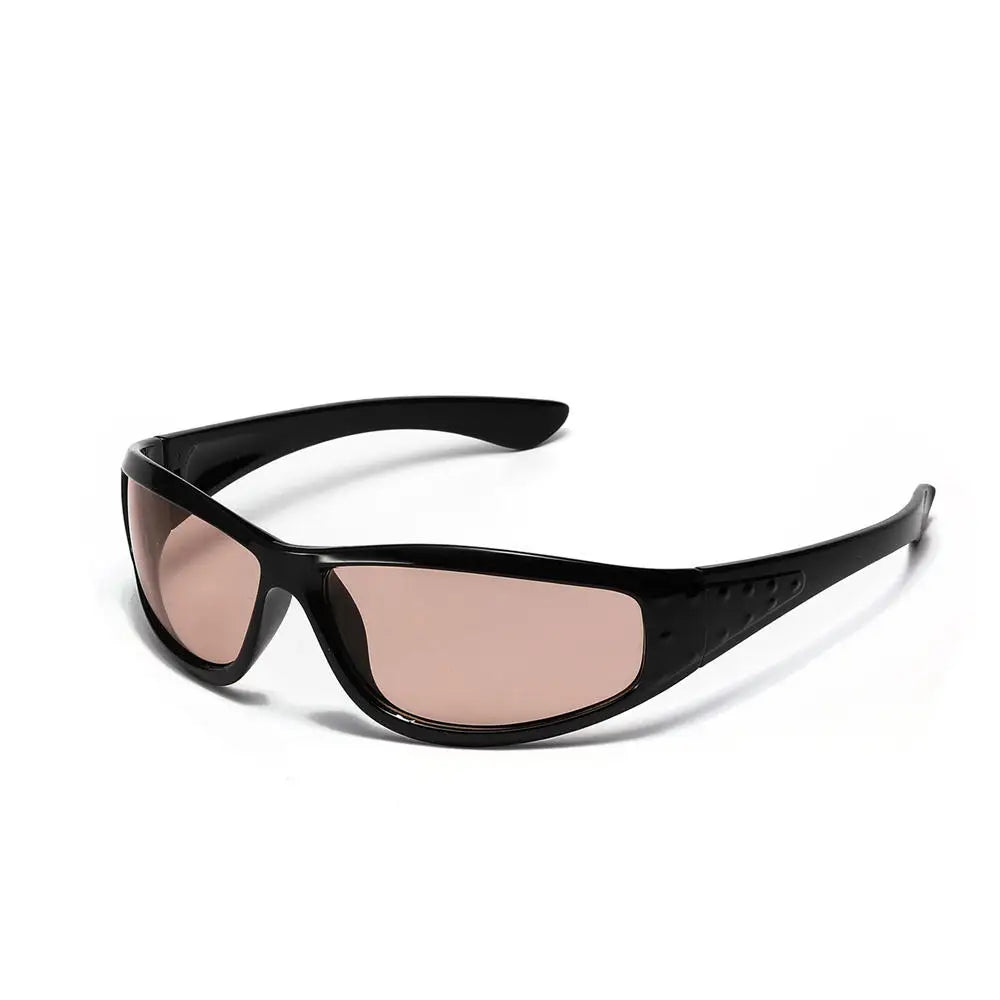 Lunettes de soleil futuristes enveloppantes et techniques avec design creux