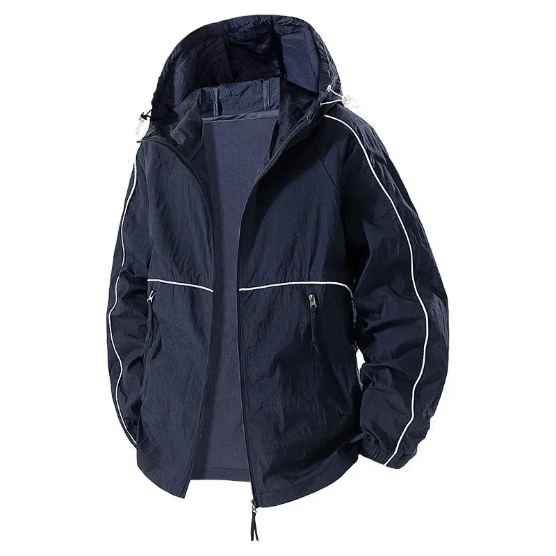 Veste coupe-vent légère à capuche en soie glacée avec protection solaire