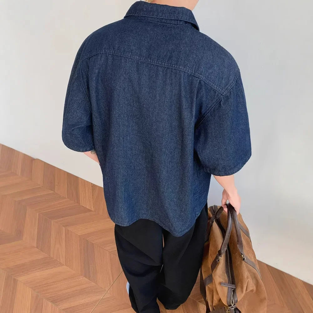 Chemise en jean coupe ample à manches courtes - vêtement d'extérieur décontracté