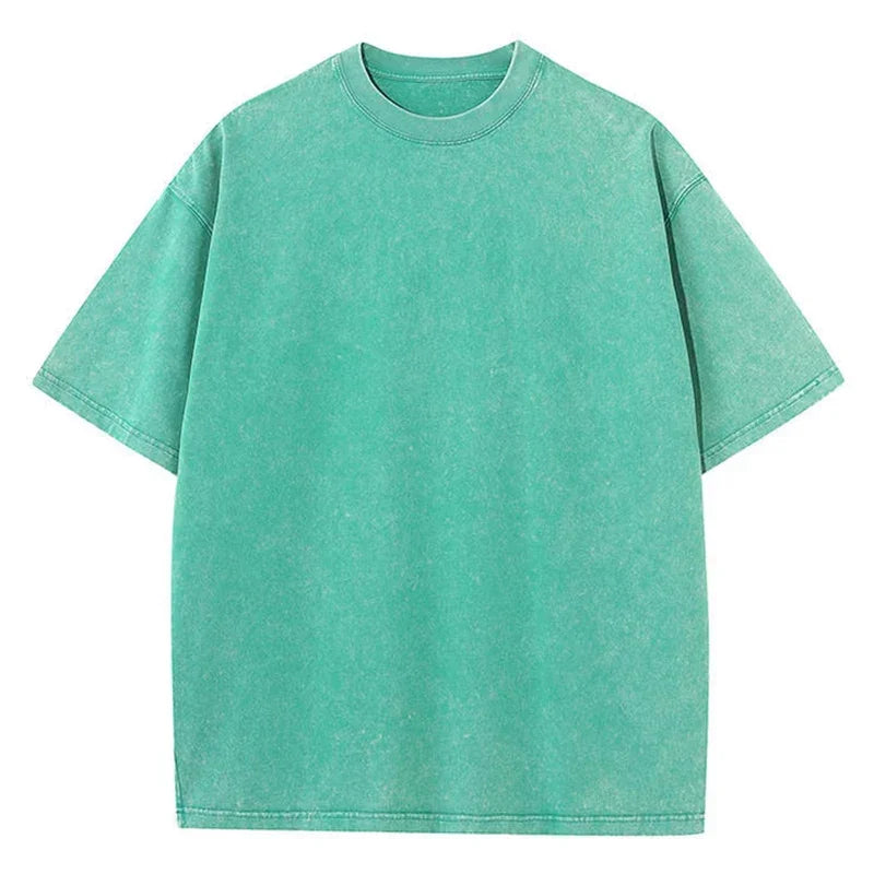 T-shirt oversize en coton délavé vintage pour homme – Style délavé à l'acide
