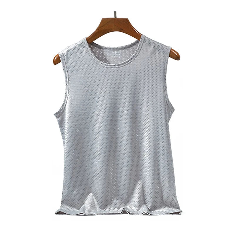 Chemises sans manches en maille transparente pour homme