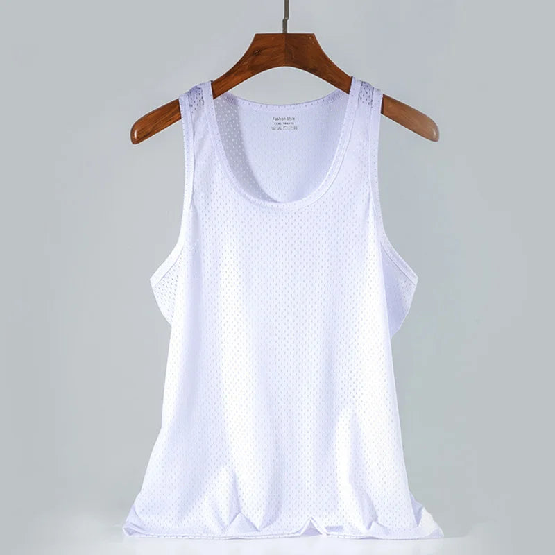 Chemises sans manches en maille transparente pour homme