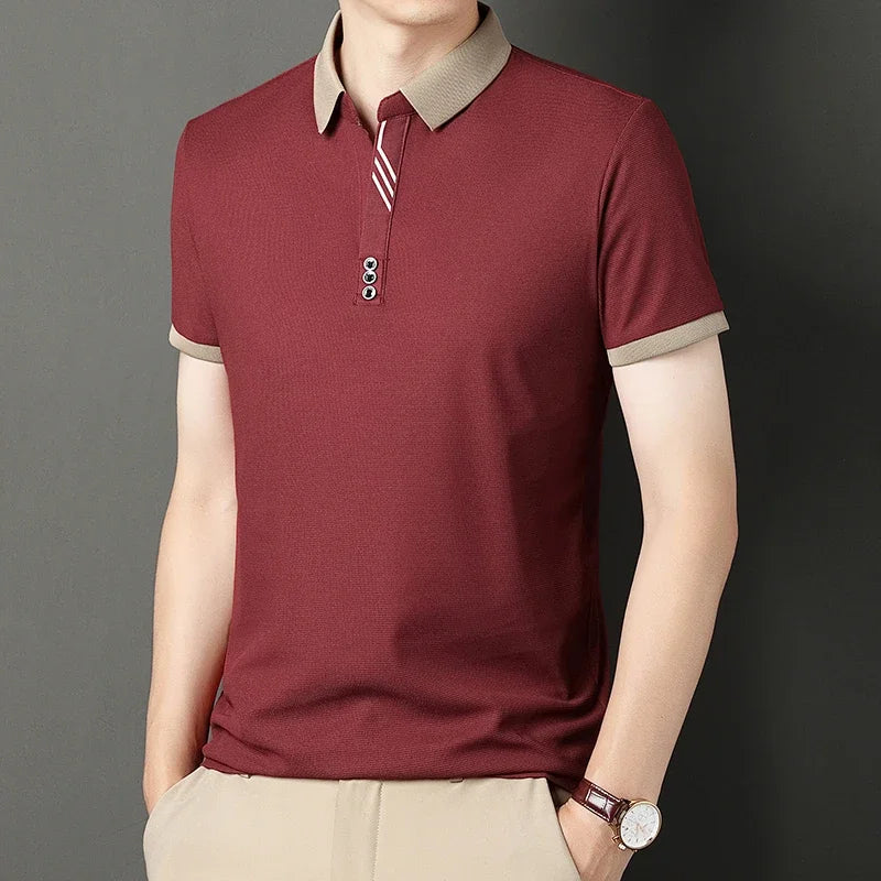 Polo décontracté à col montant – Manches courtes pour homme, été
