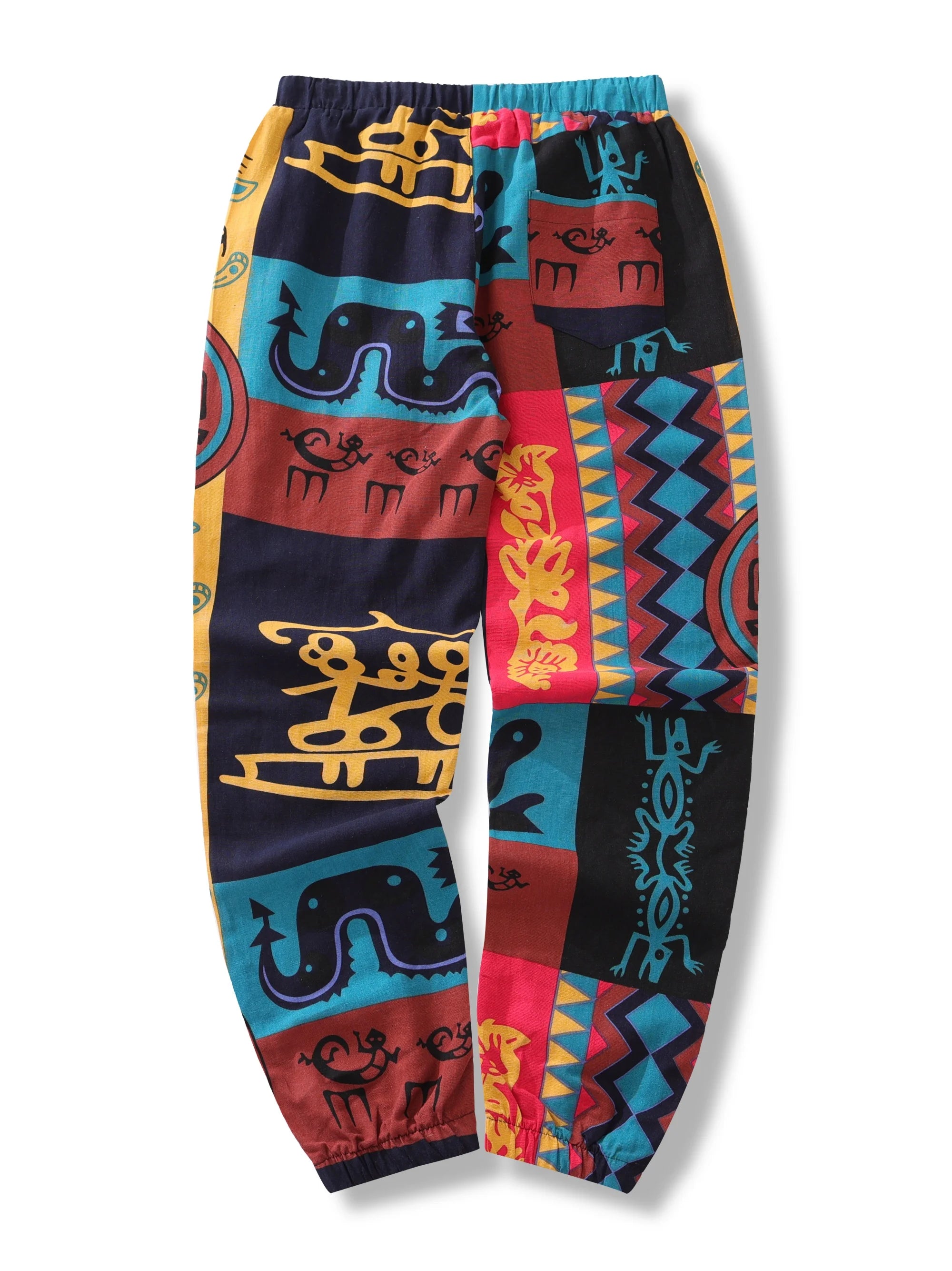 Pantalon de lin léger et décontracté avec cordon de serrage style bohème tribal