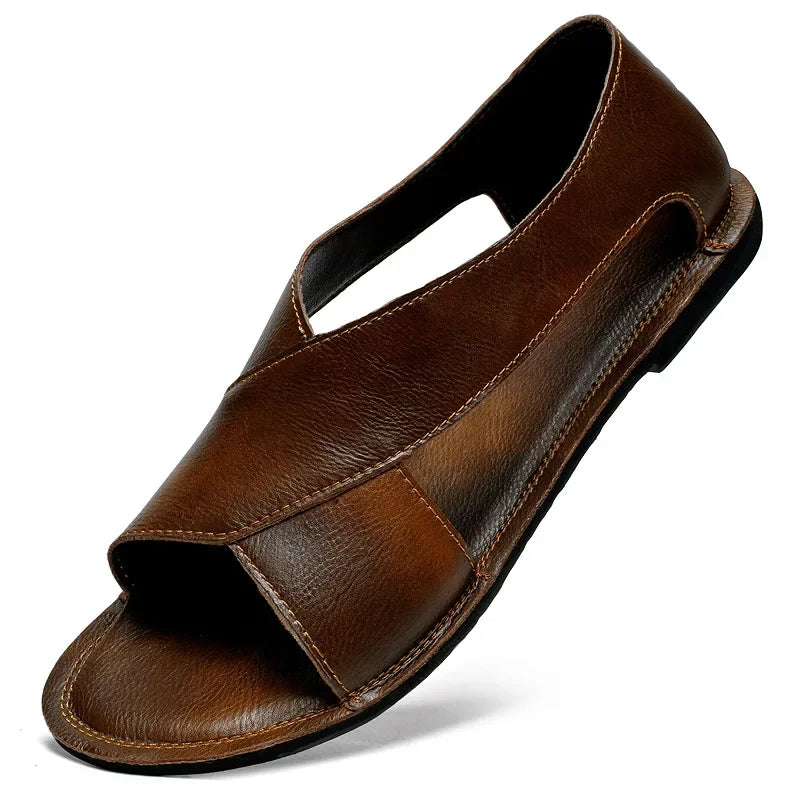 Sandales de pêcheur vintage en cuir avec semelle en caoutchouc pour hommes