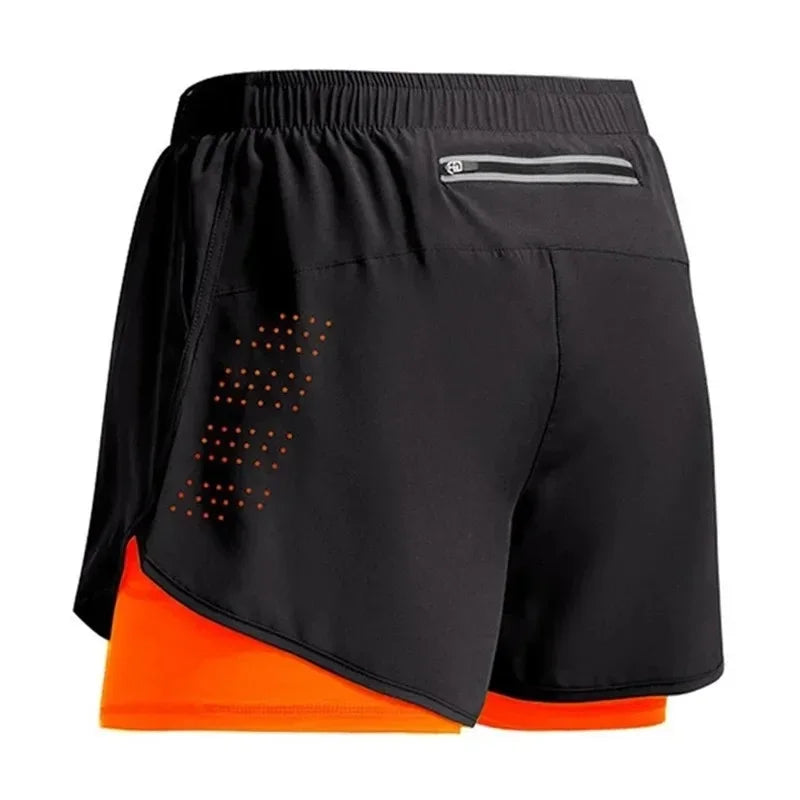 Short de sport à séchage rapide à double épaisseur pour homme