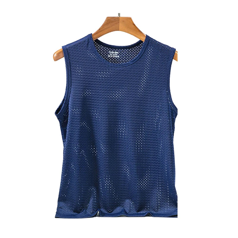 Chemises sans manches en maille transparente pour homme