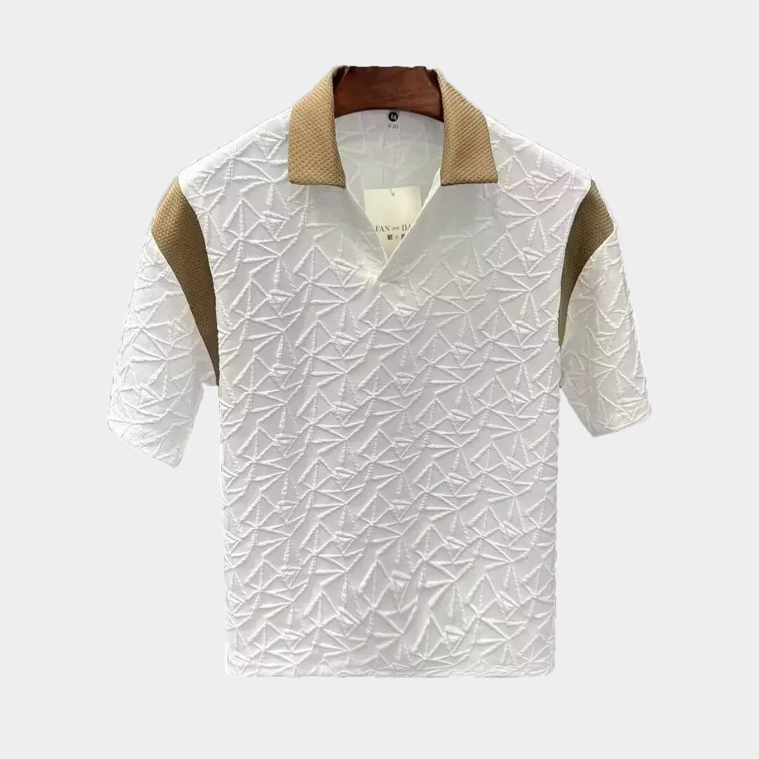Chemise polyvalente en jacquard color-block avec revers déchiré pour homme