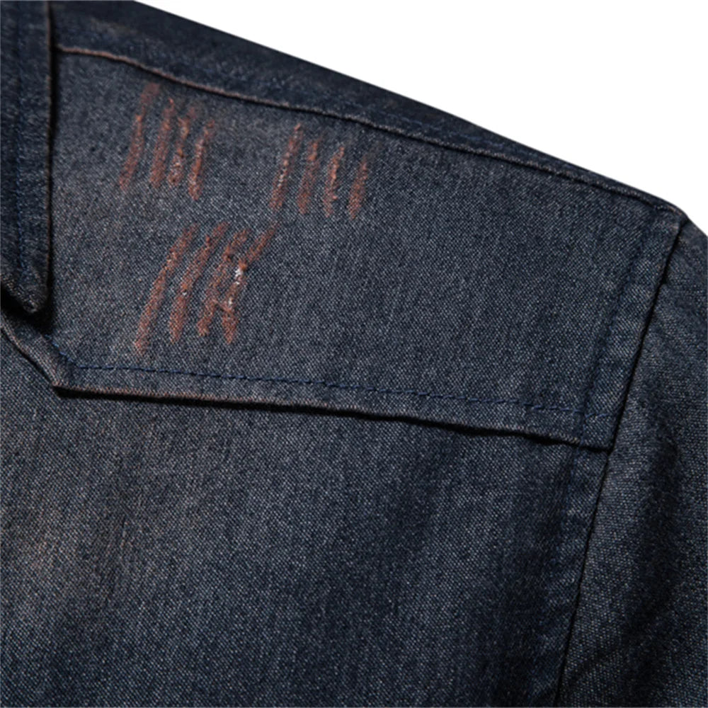 Chemise en jean décontractée à manches longues et coupe slim pour homme