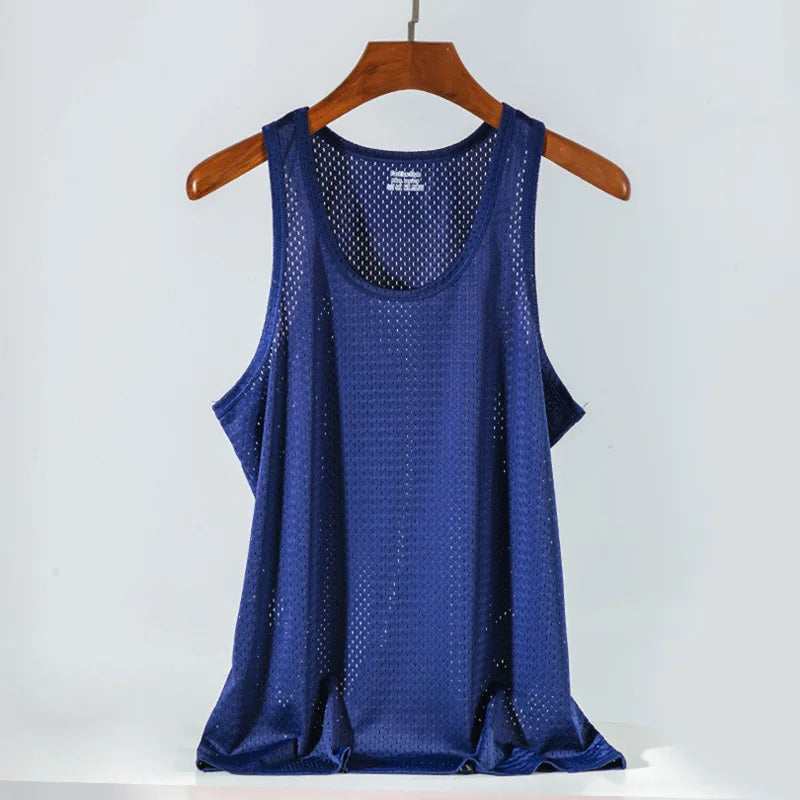 Chemises sans manches en maille transparente pour homme