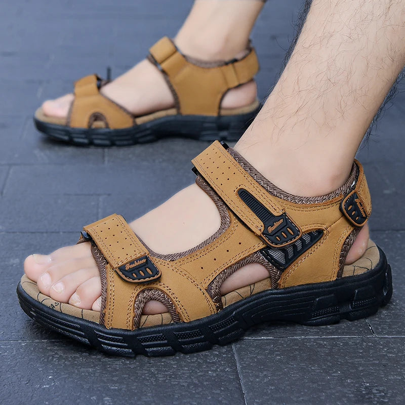 Sandales de pêcheur d'extérieur en cuir véritable – Légères et décontractées pour l'été