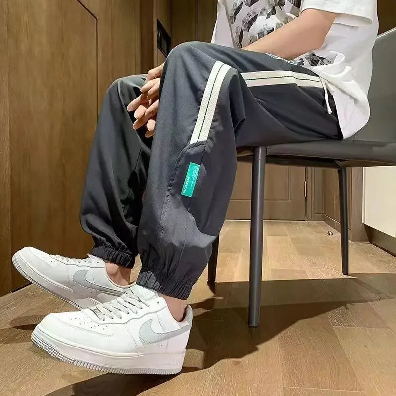 Pantalon de survêtement droit à rayures - Pantalon léger pour homme