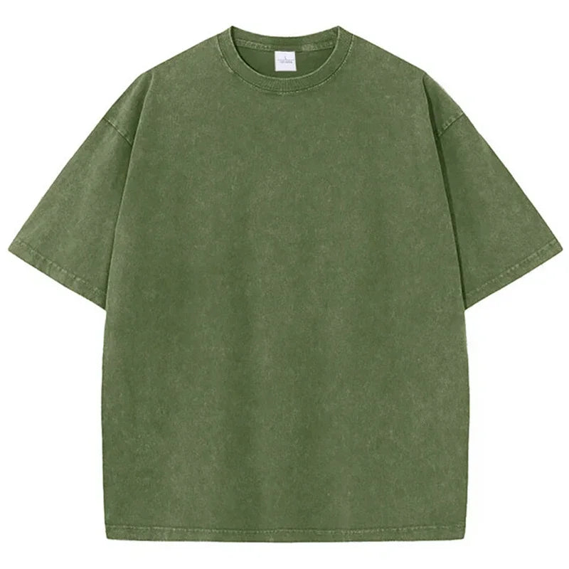 T-shirt oversize en coton délavé vintage pour homme – Style délavé à l'acide