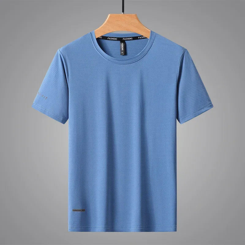 T-shirt de sport léger en maille de soie glacée à séchage rapide, grande taille