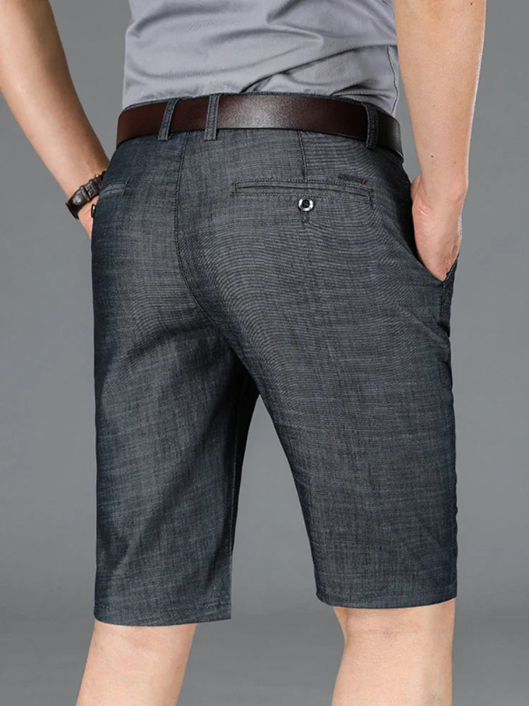 Short décontracté boutonné style denim à devant plat pour homme