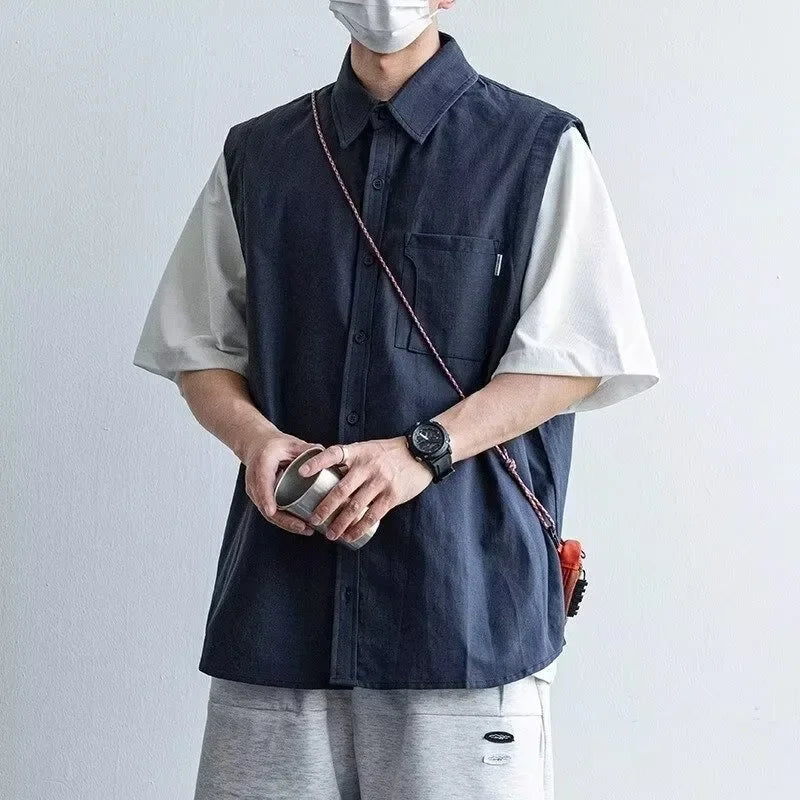 Chemise jacquard décontractée et ample à blocs de couleurs – Vêtements de travail d'été