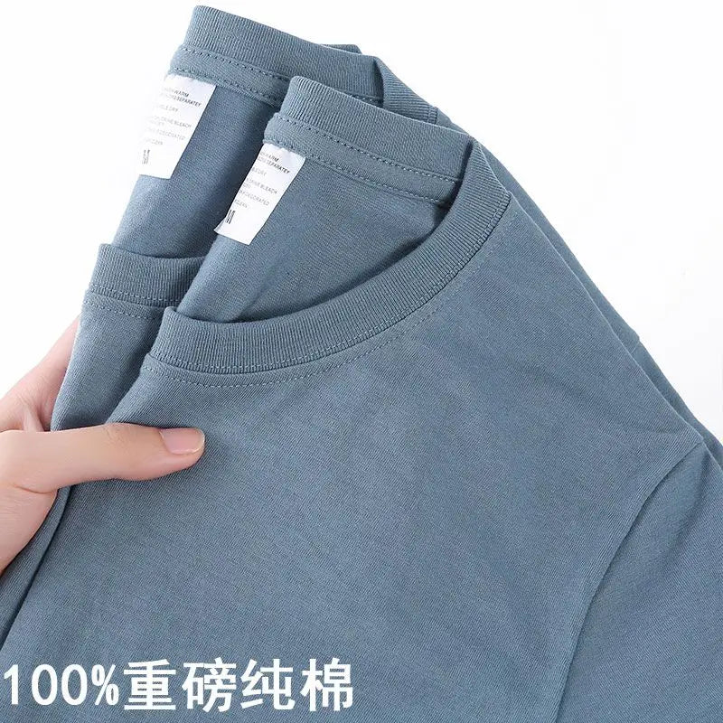 Chemise à col rond ample coton style coréen décontracté été pour hommes