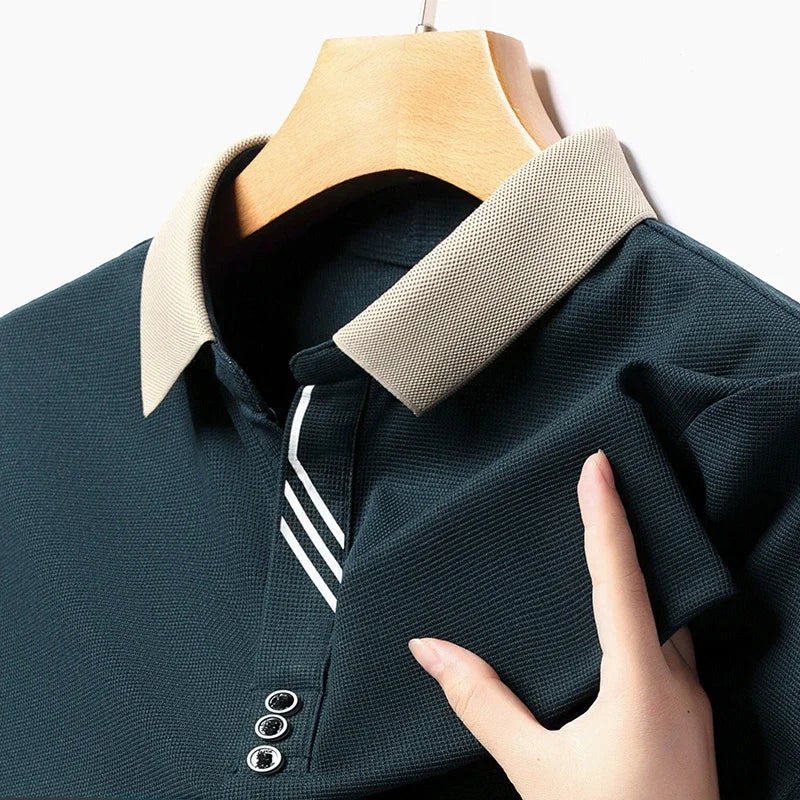 Polo décontracté à col montant – Manches courtes pour homme, été