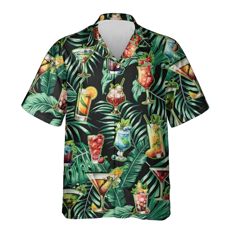 Chemise hawaïenne à manches courtes et boutons pour homme - Tenue d'été