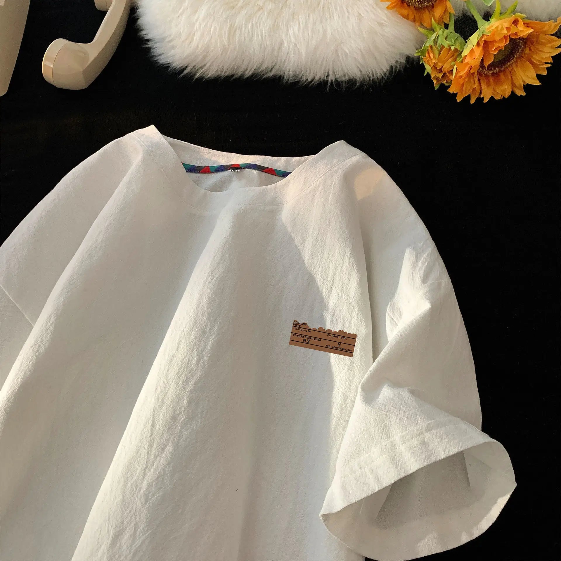 Chemise d'été ample et respirante en lin mélangé pour homme