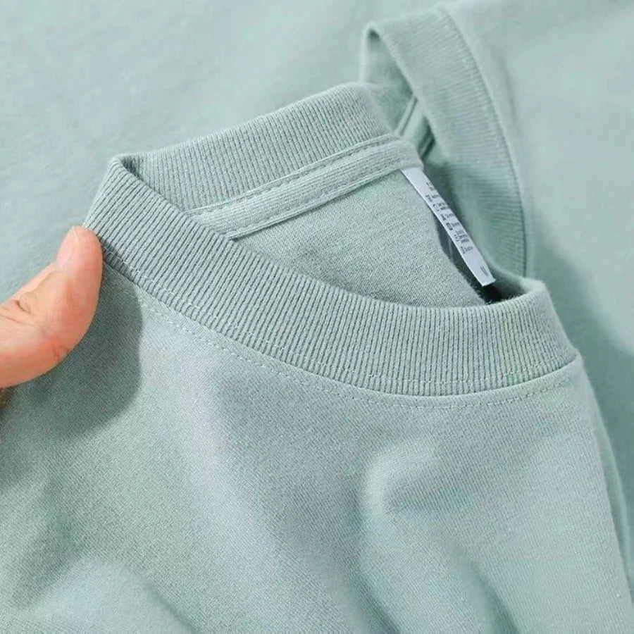 Chemise à col rond ample coton style coréen décontracté été pour hommes
