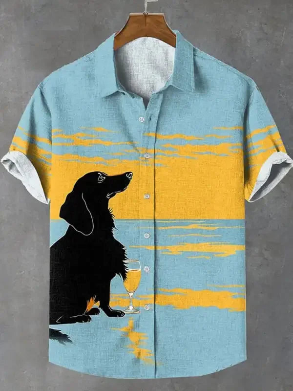 Chemise en jean décontractée imprimée en 3D - Style hawaïen d'été
