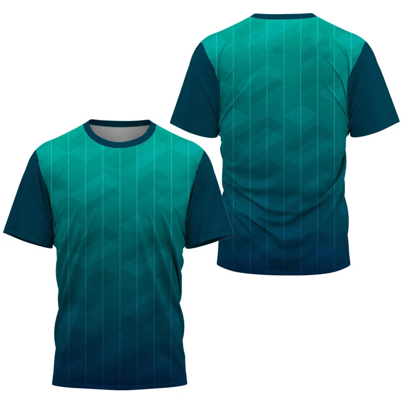 T-shirt de sport à séchage rapide avec motifs dégradés 3D pour homme