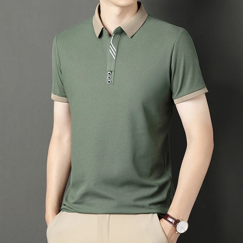Polo décontracté à col montant – Manches courtes pour homme, été