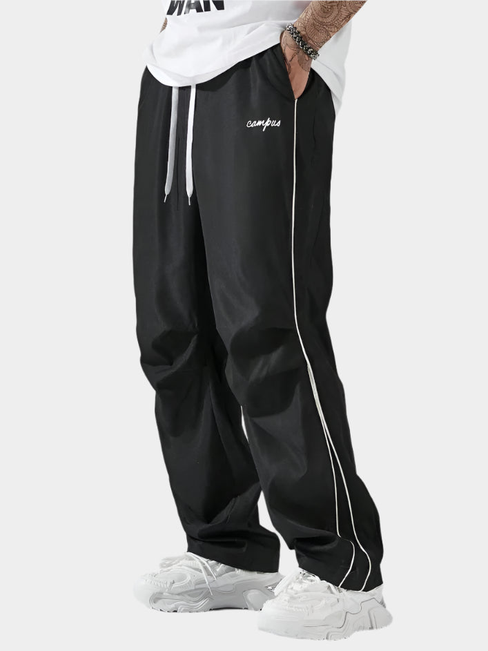 Pantalon droit décontracté de couleur unie avec cordon de serrage respirant