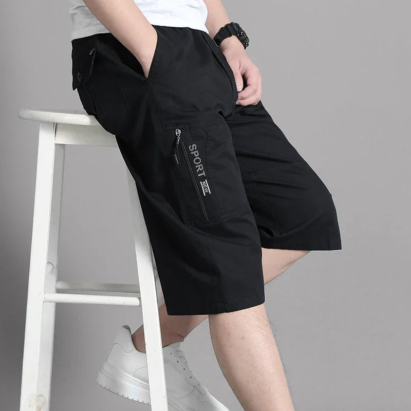 Short cargo tactique longueur genou avec poches imperméables pour homme