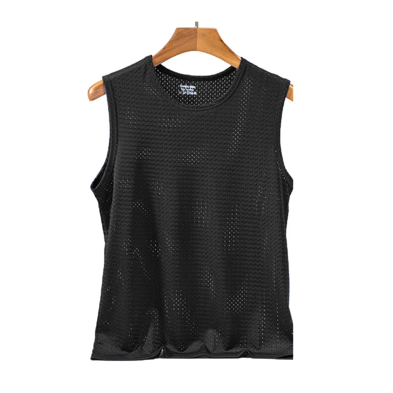 Chemises sans manches en maille transparente pour homme