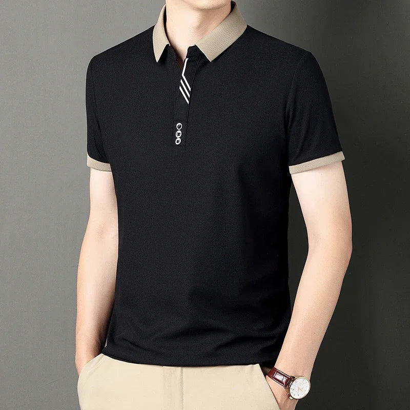 Polo décontracté à col montant – Manches courtes pour homme, été