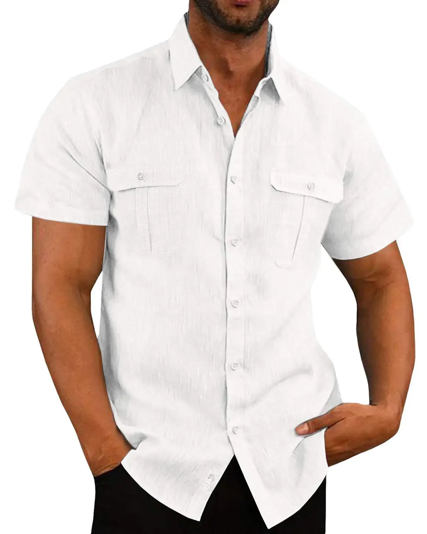 Chemise boutonnée légère en lin – Un essentiel décontracté pour l'été