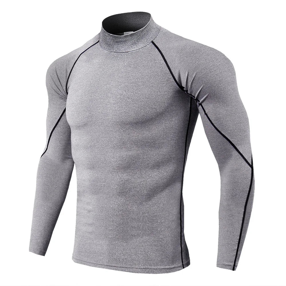 T-shirt de sport compression à manches longues et séchage rapide pour hommes