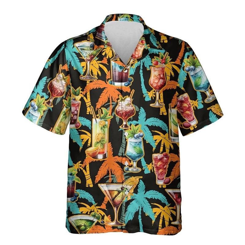 Chemise hawaïenne à manches courtes et boutons pour homme - Tenue d'été