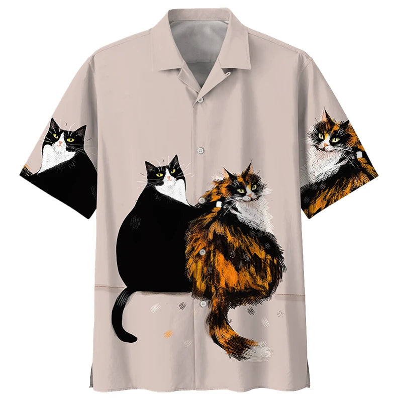 Chemise hawaïenne décontractée boutonnée pour homme avec imprimés 3D