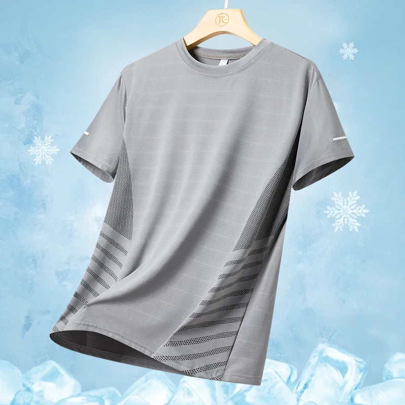T-shirt de sport réfléchissant respirant en soie glacée à séchage rapide