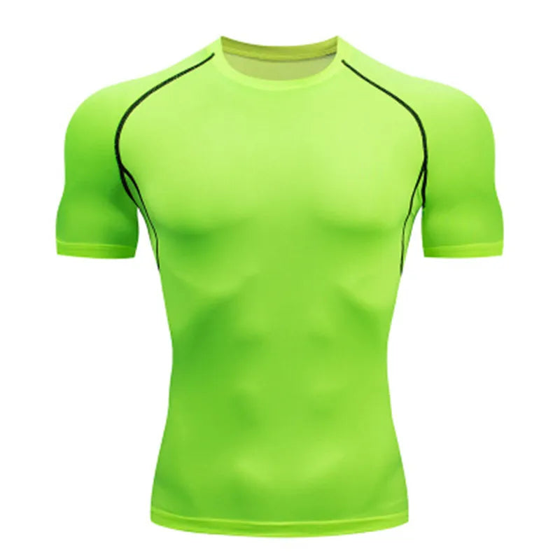T-shirt de sport à compression – Haut de course moulant et respirant pour homme