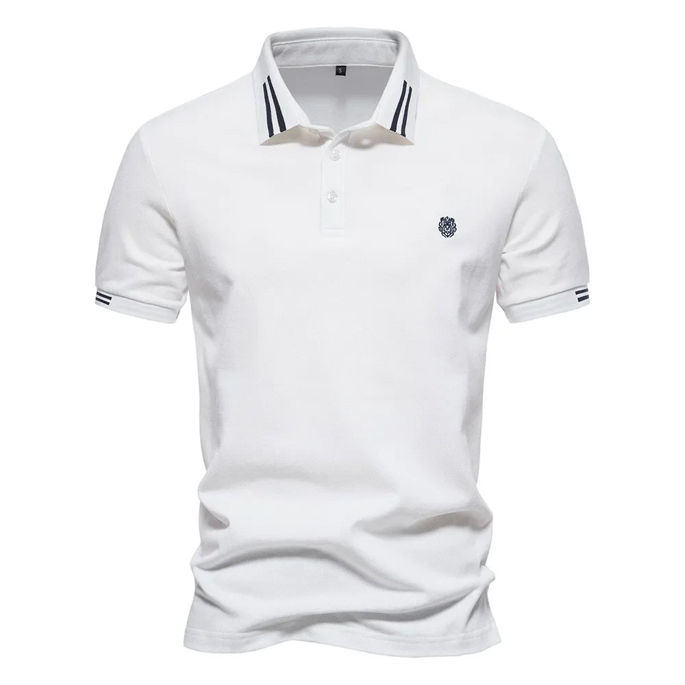 Polo en maille texturée avec bordure rayée – Modèle respirant pour homme
