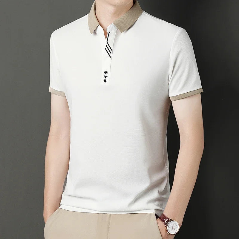 Polo décontracté à col montant – Manches courtes pour homme, été