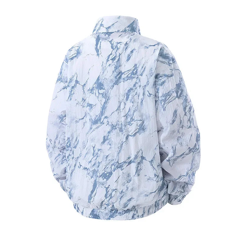 Coupe-vent imprimé respirant avec col – Coupe ample pour homme