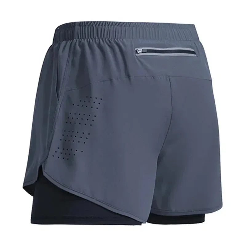 Short de sport à séchage rapide à double épaisseur pour homme