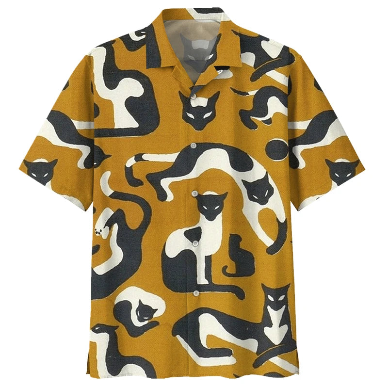 Chemise hawaïenne décontractée boutonnée pour homme avec imprimés 3D