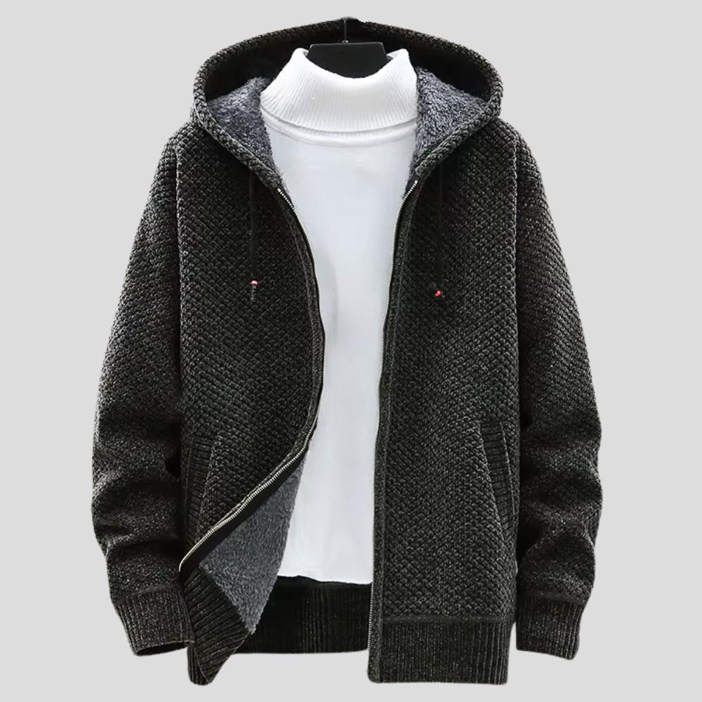 Sweat à capuche zippé en tricot Oslo – Vêtements décontractés et confortables doublés de polaire